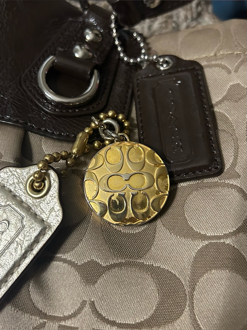 Coach Signature Gold Logo Charm Locket